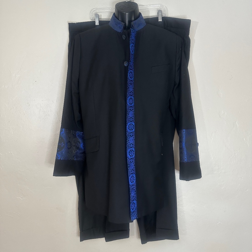 Emanuel Full Nehru Suit Size 48 Pants 46" waist 27" inseam Gently worn
